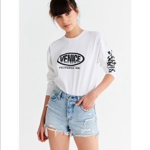 high waisted "wedgie" denim shorts collateral wash